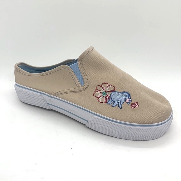 DISNEY NWOT Eeyore Slip-on Sneaker 7 Shoe *Flawed Embroidered Canvas Casual - Picture 1 of 9